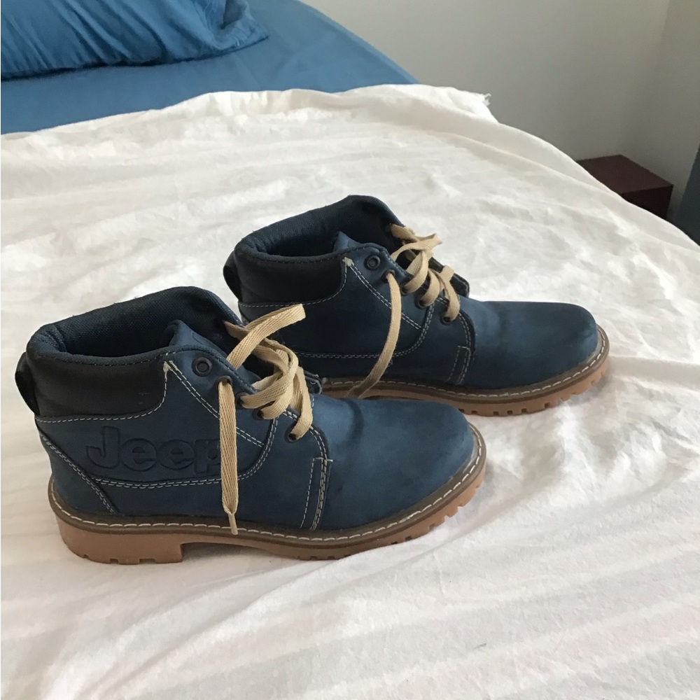 Jeep Blue Leather Lace Up Boots - Picture 3 of 5